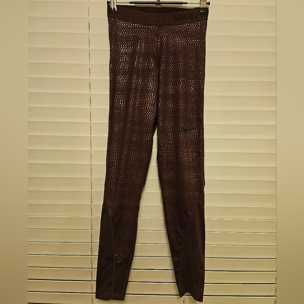 Nike Dri-FIT Burgundy With Gold Leggings